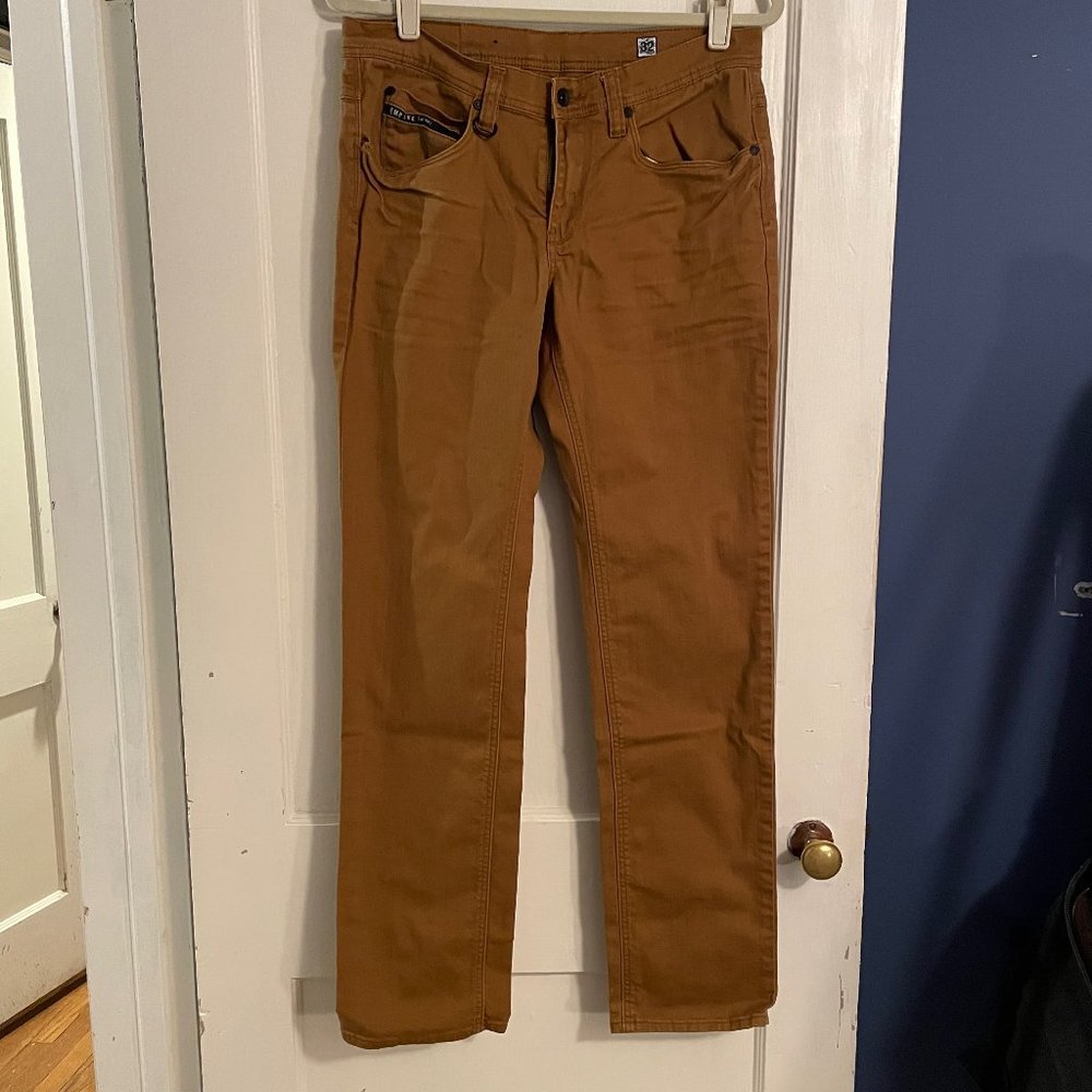 Empyre Mens Jeans Brown 32x32 Skeletor Tobacco Denim Stretch Skinny Casual Pants
